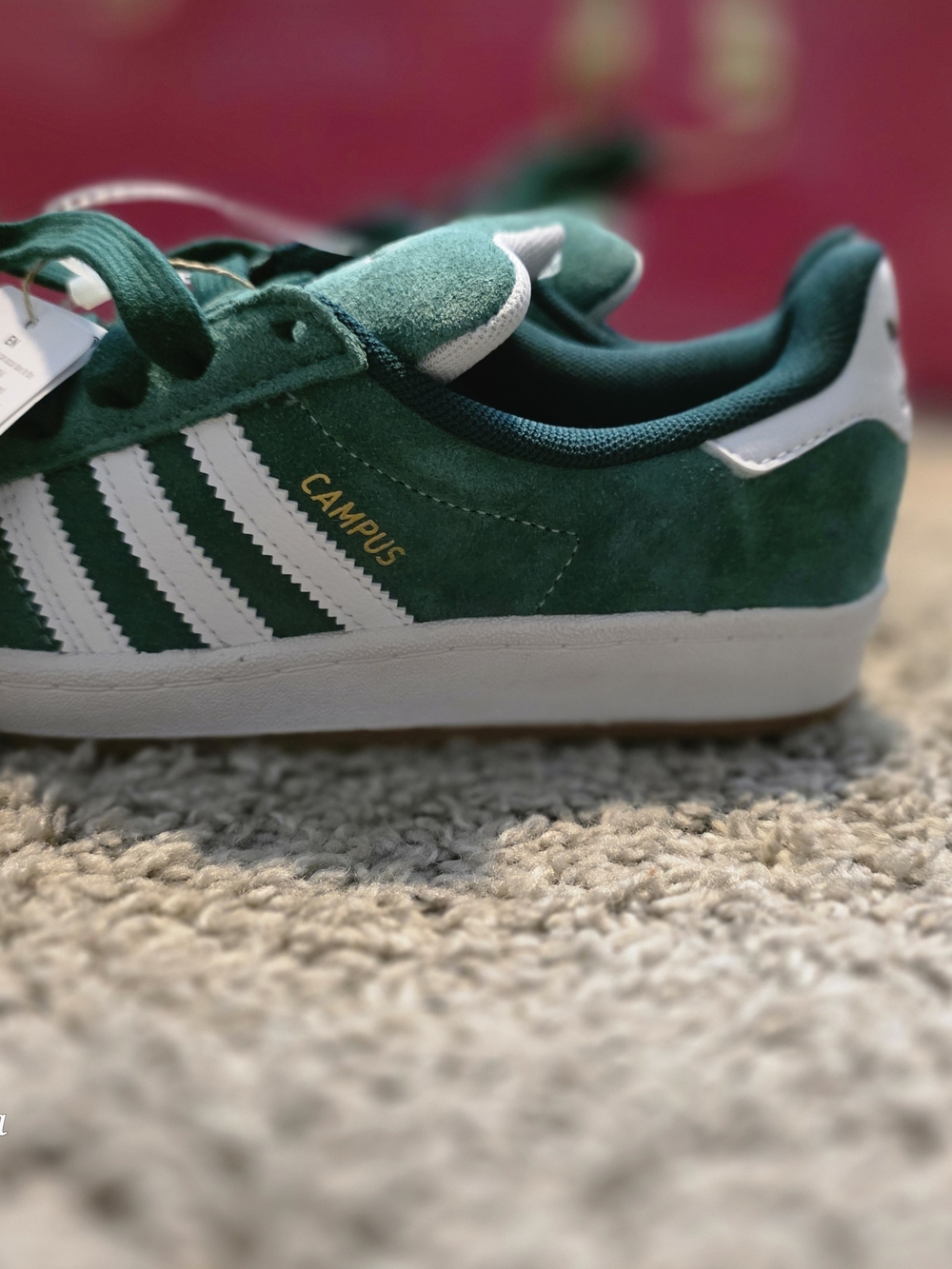 adidas Green Suede Campus Sneaker with White Stripes